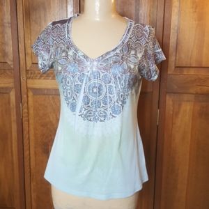 One World Women's Printed Knit Top, Sz Small
